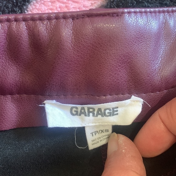 Garage High Rise Faux Leather Wide-Leg Pants Eggplant Purple XS - Picture 8 of 9